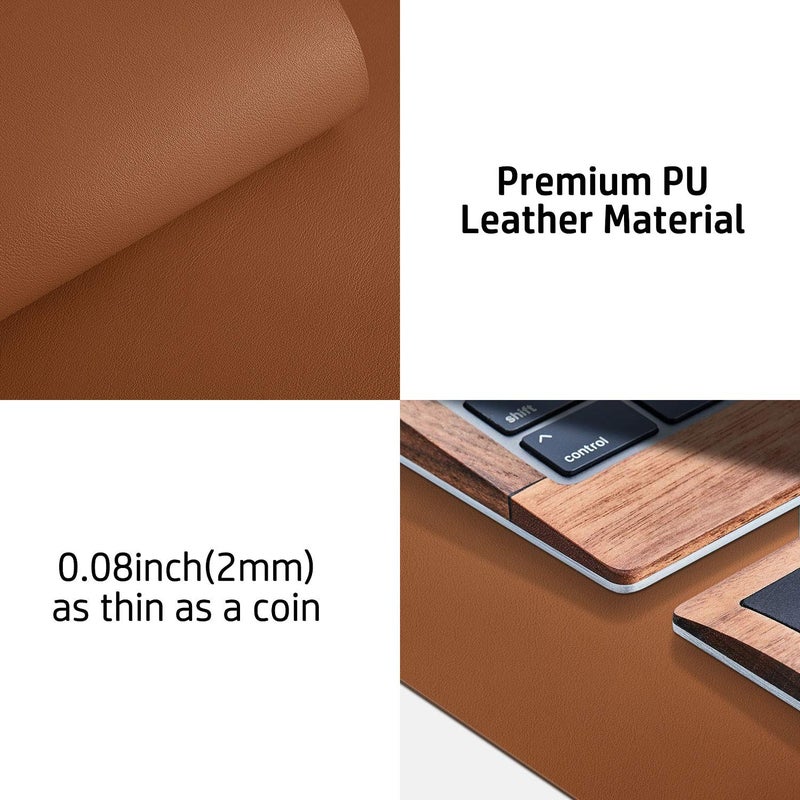 Aothia Leather Desk Pad Protector, Mouse Pad, Office Desk Mat, Non-Slip PU Leather Desk Blotter, Laptop Desk Pad, Waterproof Desk Writing Pad for Office and Home (Brown,36" x 17") - Image 3